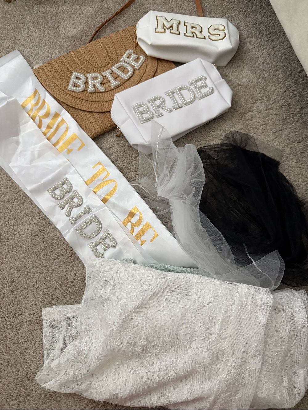 Bridal Accessory Bundle with 'BRIDE' Beaded Accents